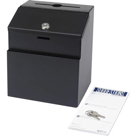 safco suggestion box 25xcard 8.5 heightx7.3 widthx6.0 depth steel blk|safco suggestion boxes.